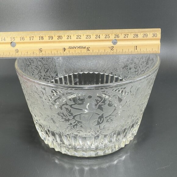 Antique Paden City Spring Orchard Ice Bucket Bowl Dish Clear Frosted Etched VTG - Picture 6 of 13